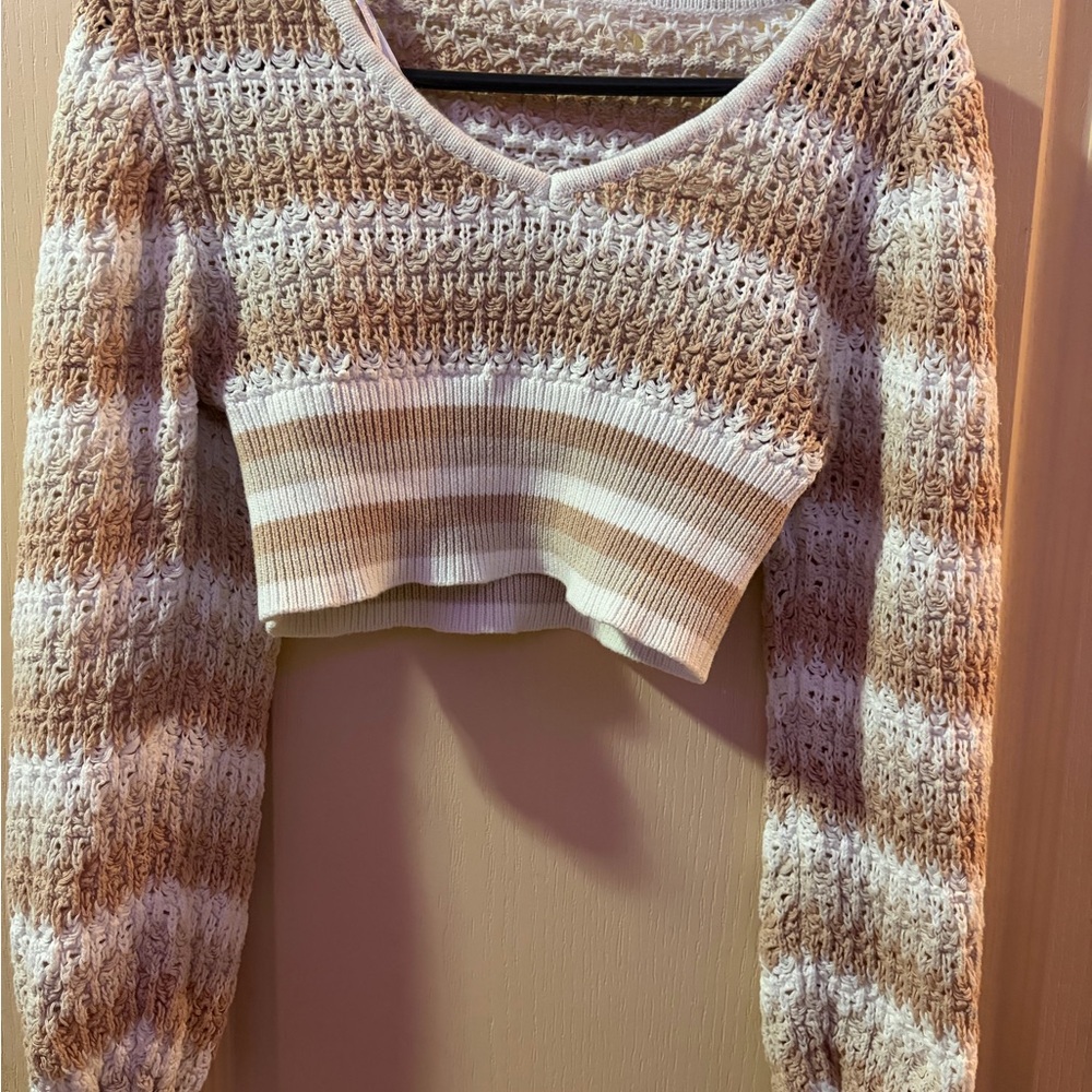 Striped Knit Cropped Sweater
